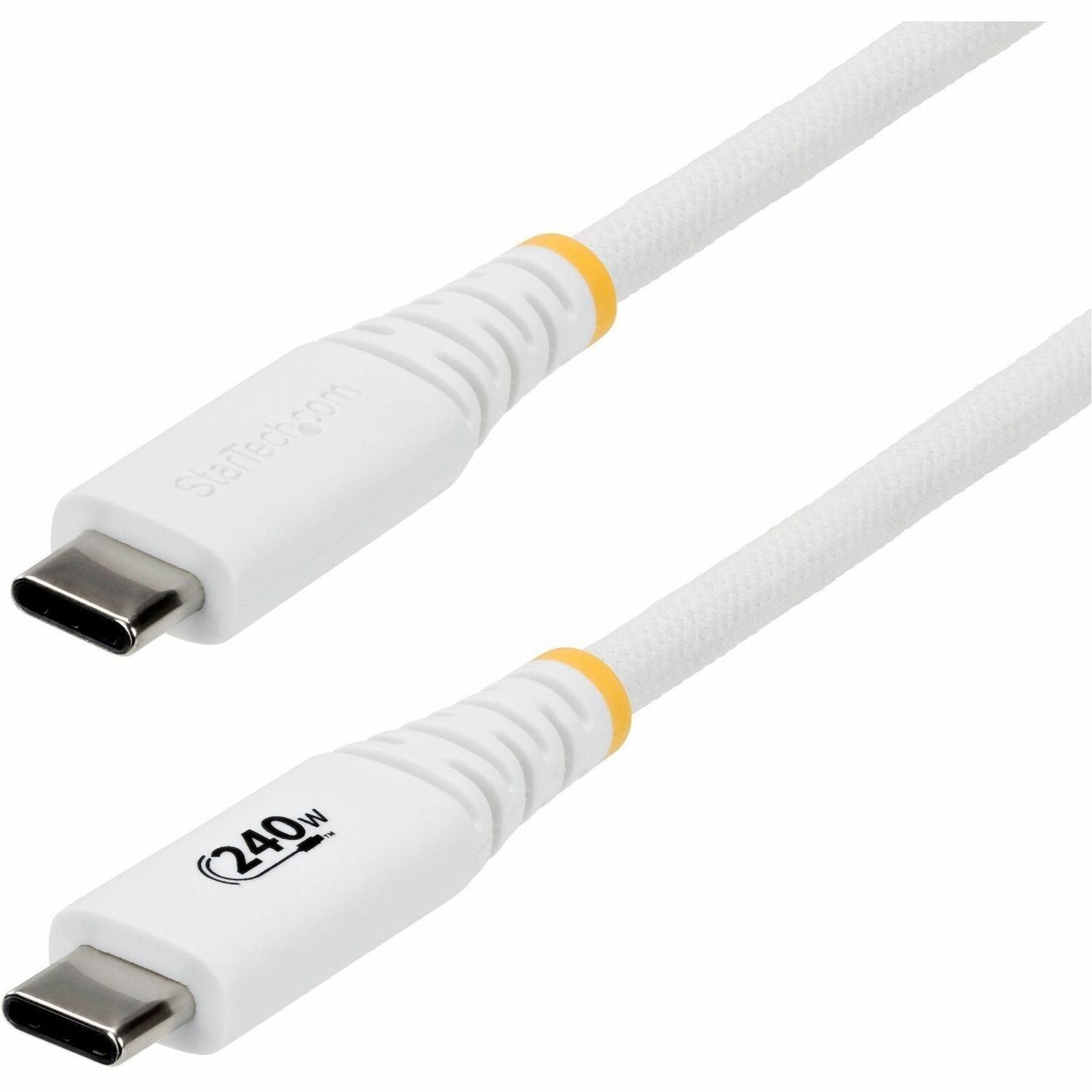 StarTech 10ft (3m) USB-C Charging Cable, 240W PD EPR, Durable and Ultra-Flexible, USB-IF Certified, Rugged USB-C Charging Cord, White - S2CEPR10FW-USB-CABLE