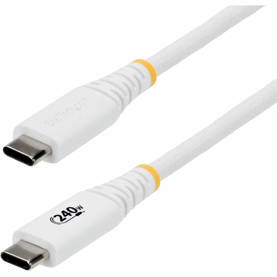 StarTech 10ft (3m) USB-C Charging Cable, 240W PD EPR, Durable and Ultra-Flexible, USB-IF Certified, Rugged USB-C Charging Cord, White - S2CEPR10FW-USB-CABLE