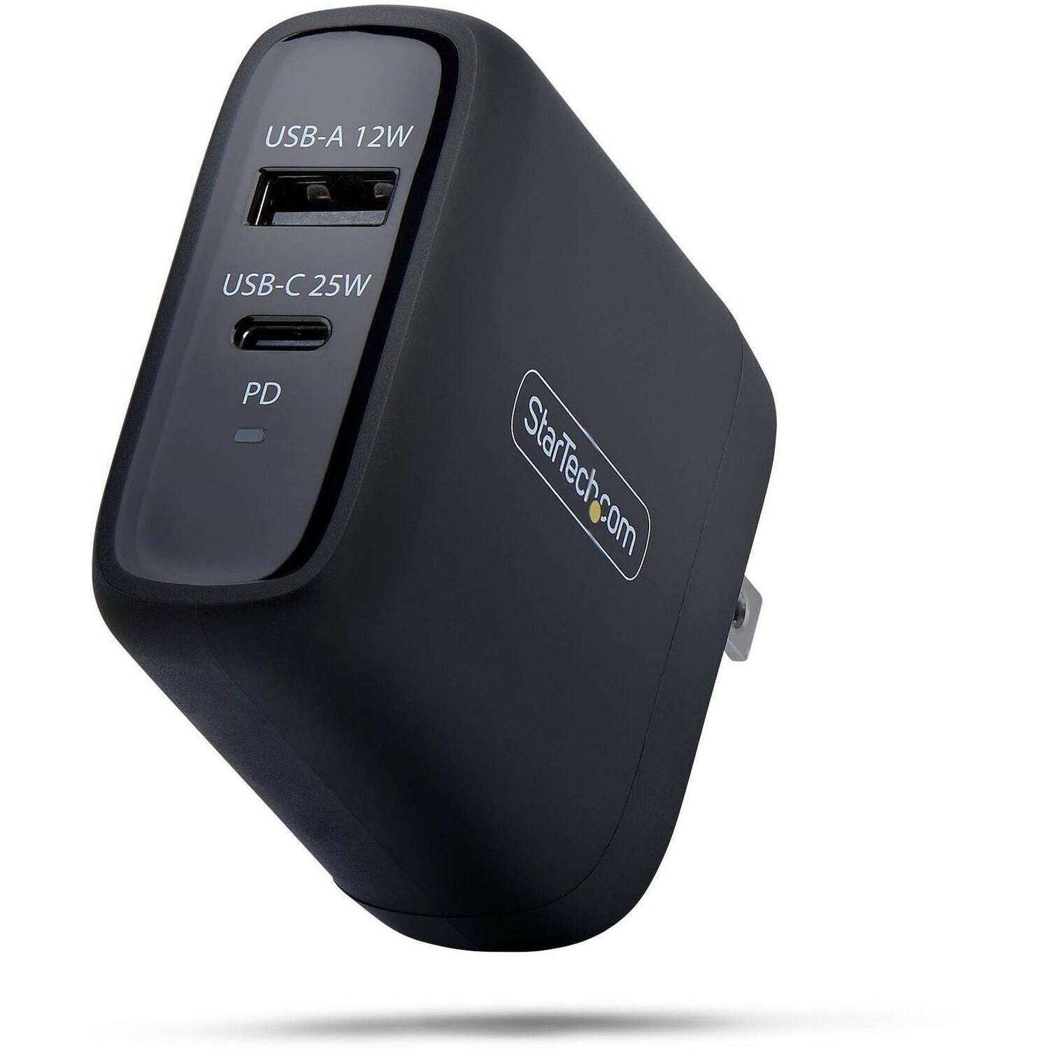 StarTech 37W USB-C & USB-A Wall Charger, Portable Charger with USB Power Delivery Fast Charging, 25W USB-C PD / 12W USB-A Output - 114NB-WALL-CHARGER