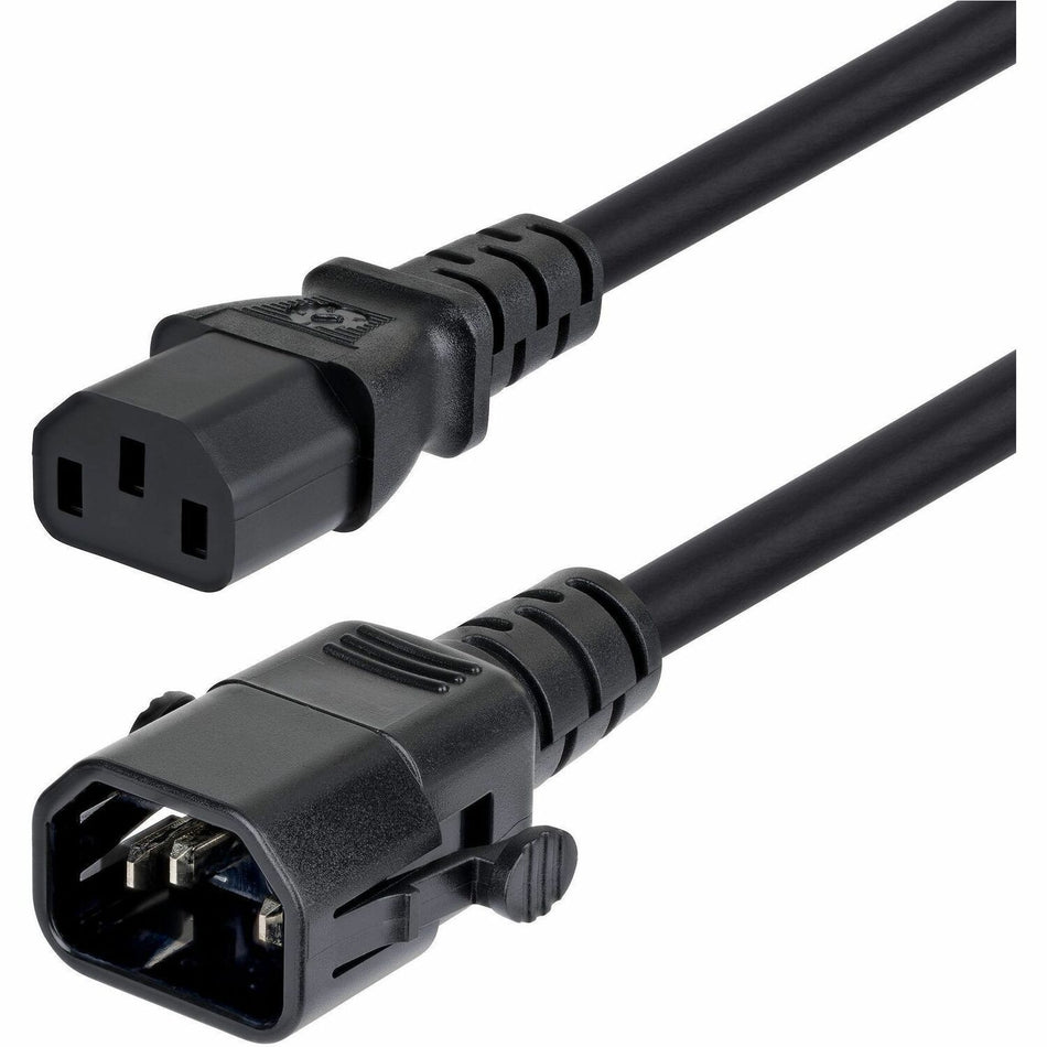 StarTech 6ft (1.8m) Power Extension Cord, Locking C14 to C13, PDU Power Cord, 10A 250V, 18AWG, UL Listed, TAA - C14LC1318G10ABK6FT