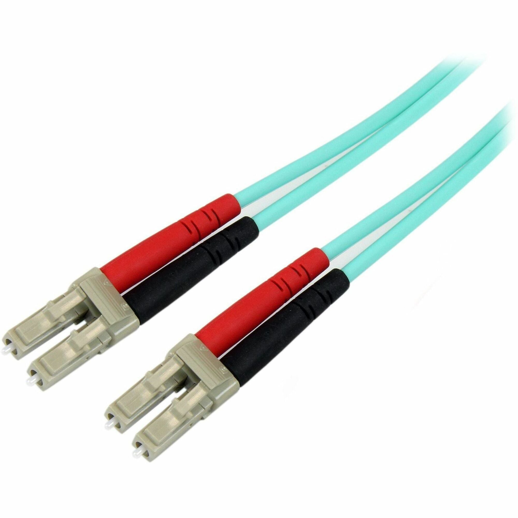 StarTech 8m (26ft) LC/UPC to LC/UPC OM3 Multimode Fiber Optic Cable, Full Duplex 50/125 Zipcord, 100G, LSZH Fiber Jumper Cord - A50FBLCLC8