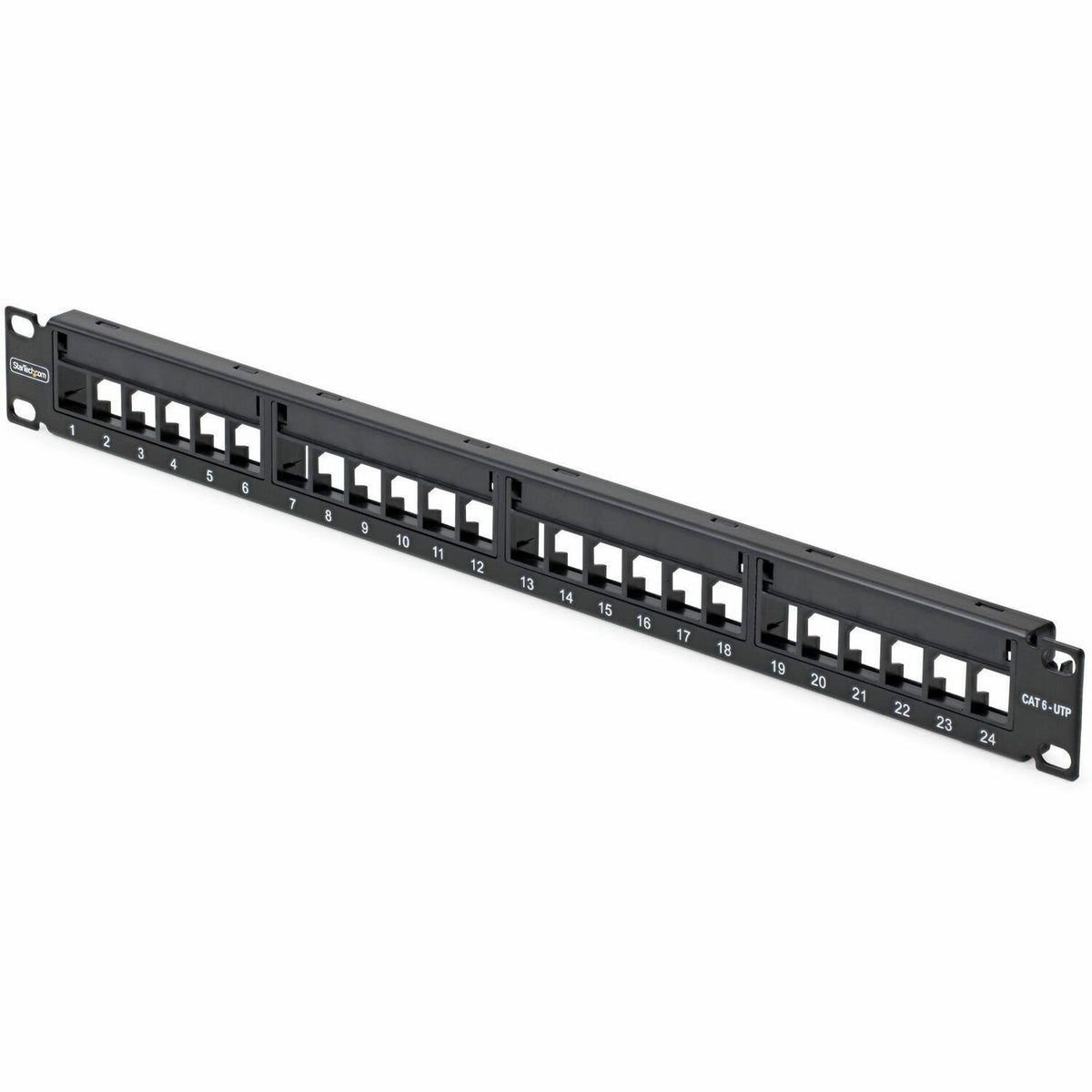 StarTech 24 Port 1U Blank Keystone Patch Panel, Rackmount Cat6 Patch Panel for RJ45 UTP Ethernet Network Jacks - C6PANELUTP241U