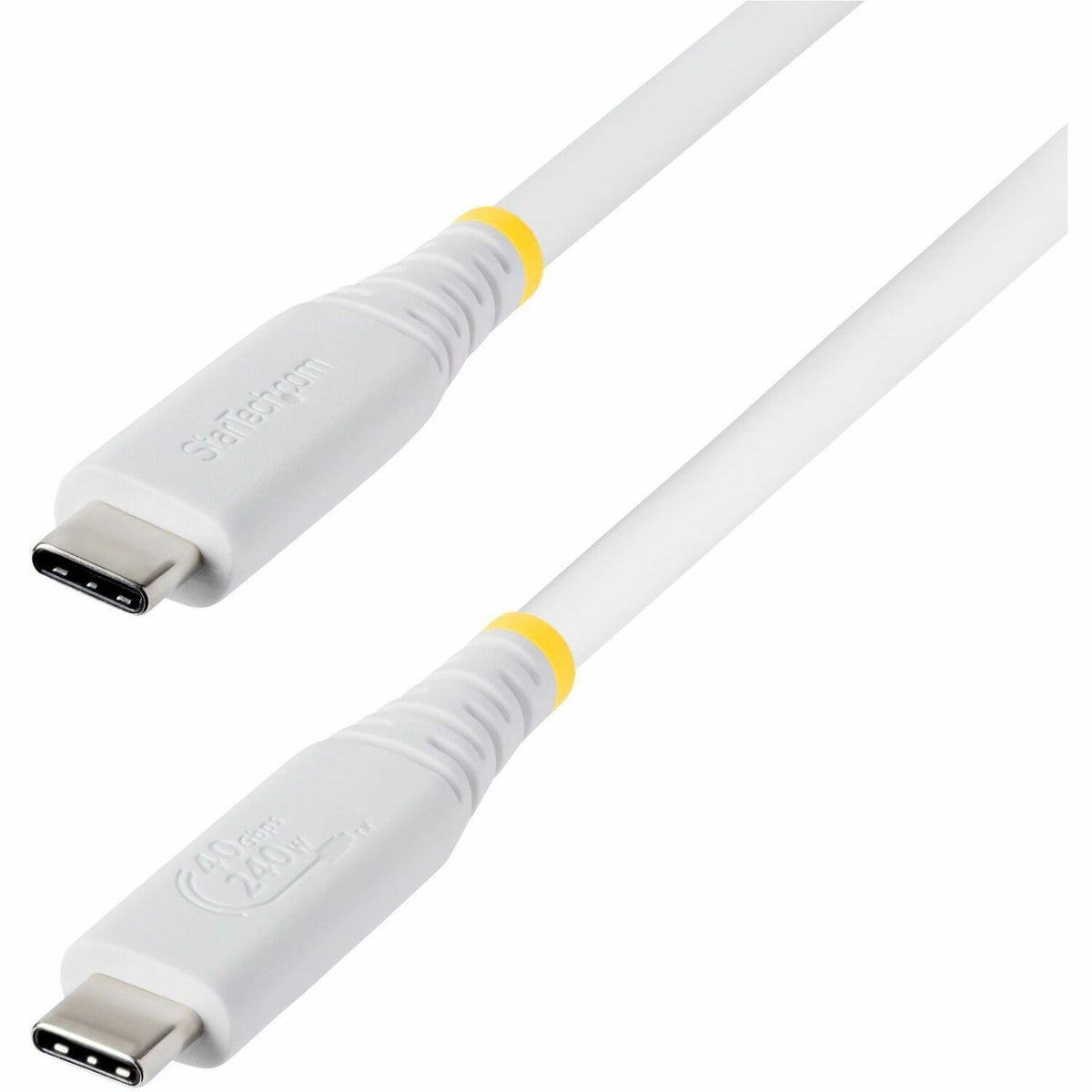 StarTech 3ft (91cm) USB4 Cable, 40Gbps, USB-IF Certified USB-C Cable, 240W, 8K 60Hz/4K 240Hz DP2.1, Thunderbolt 4 Compatible, White - CC3FT40GUSB4TPW