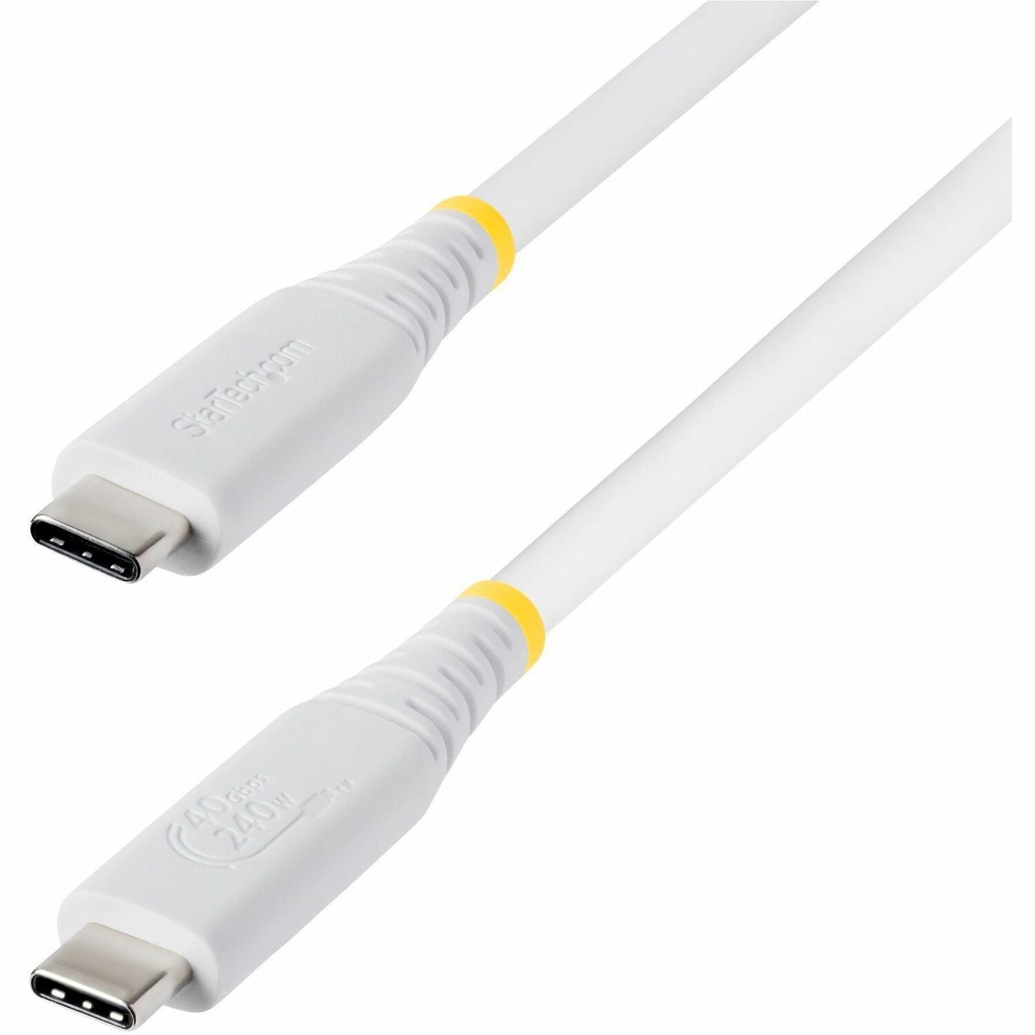 StarTech 3ft (91cm) USB4 Cable, 40Gbps, USB-IF Certified USB-C Cable, 240W, 8K 60Hz/4K 240Hz DP2.1, Thunderbolt 4 Compatible, White - CC3FT40GUSB4TPW