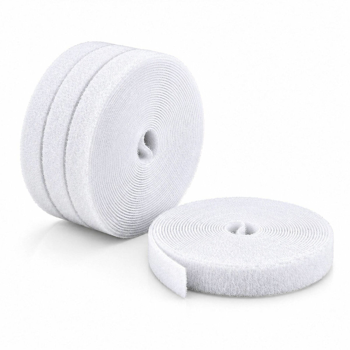 StarTech 4-pack 15ft (4.6m) Hook and Loop Roll, 0.5in Wide, White, Cut-to-Size Reusable Cable Ties, Fastener Tape, Bulk Roll - HKLP1505WH4PK