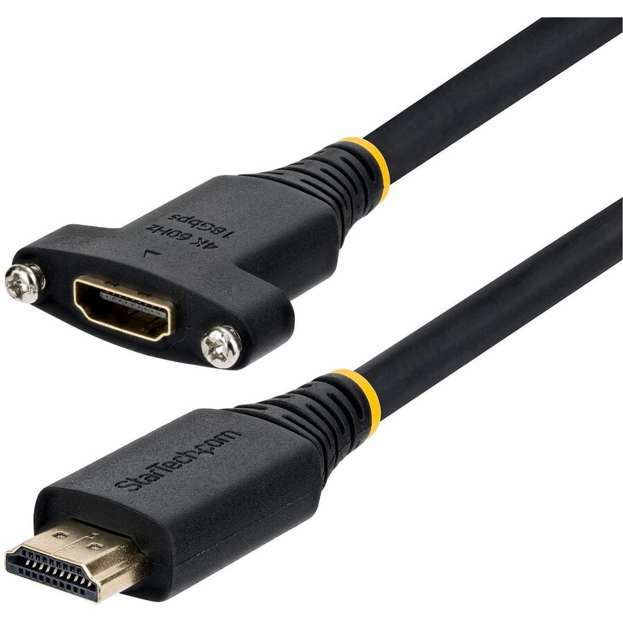 StarTech 1m (3ft) Panel Mount HDMI Cable, High Speed HDMI Panel Mount Extension Cable, 4K 60Hz, HDMI Male to Female Adapter Cable - HDMI2PNLFM-1M