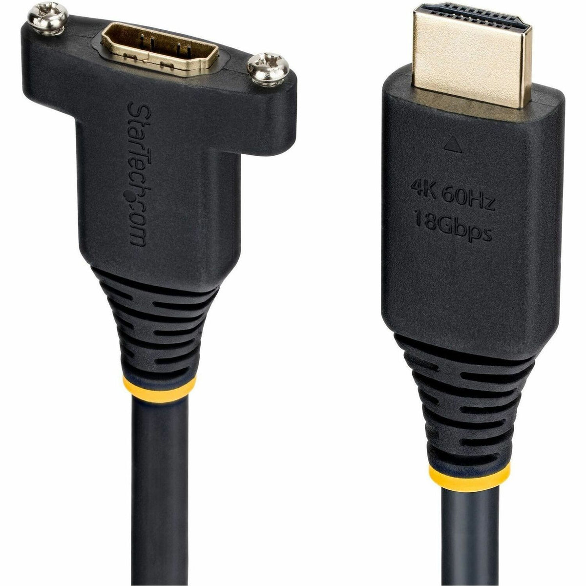 StarTech 6ft (1.8m) Panel Mount HDMI Cable, High Speed HDMI Panel Mount Extension Cable, 4K 60Hz, HDMI Male to Female Adapter Cable - HDMI2PNLFM-180CM