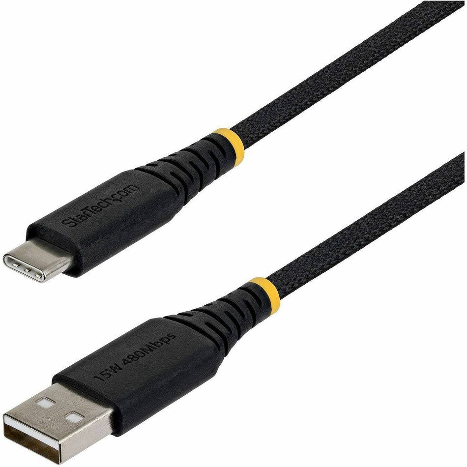 StarTech 6in (15cm) USB-A to USB-C Fast Charging Cable, 15W 3A, Braided Nylon/TPE Jacket, Durable USB-A to Type C Charger Cord - USB2AC6INBR