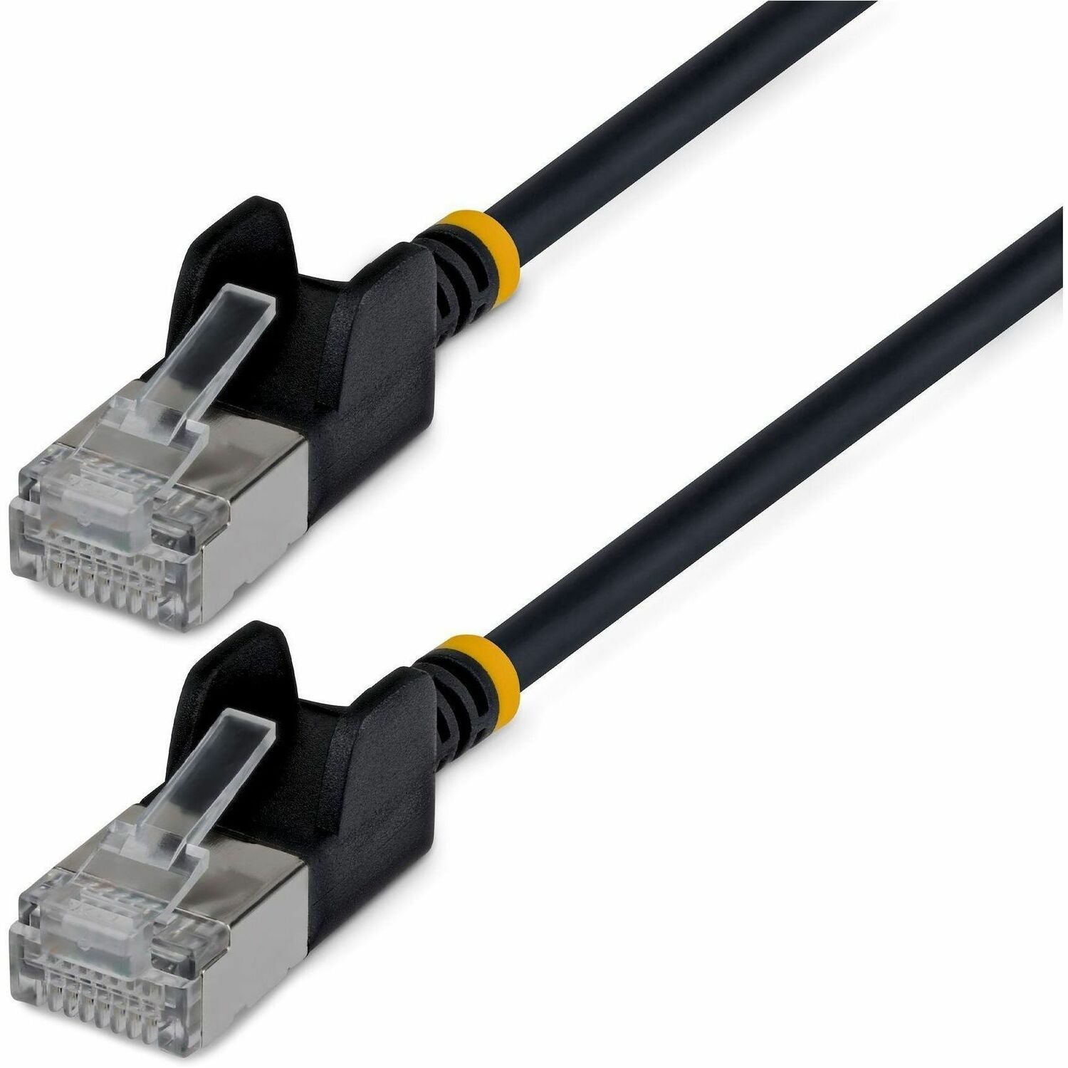 StarTech 1ft Black Ultra Slim Cat6A Ethernet Cable, Snagless, FTP, Bare Copper Wire, 34AWG Slim RJ45 Patch Cord - N6APATSTP34BKS-1FT