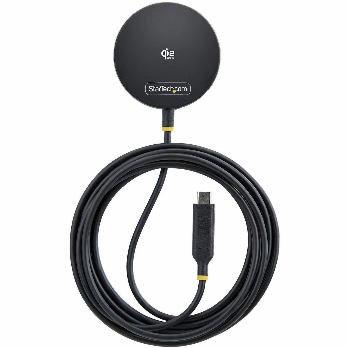 StarTech Qi2.2 25W Magnetic Wireless Charging Pad, 6.6ft/2m USB-C Tethered Cable, MagSafe Compatible, iPhone 17/16 Pro/Pro Max, Black - 1PB-WIRELESS-CHARGER