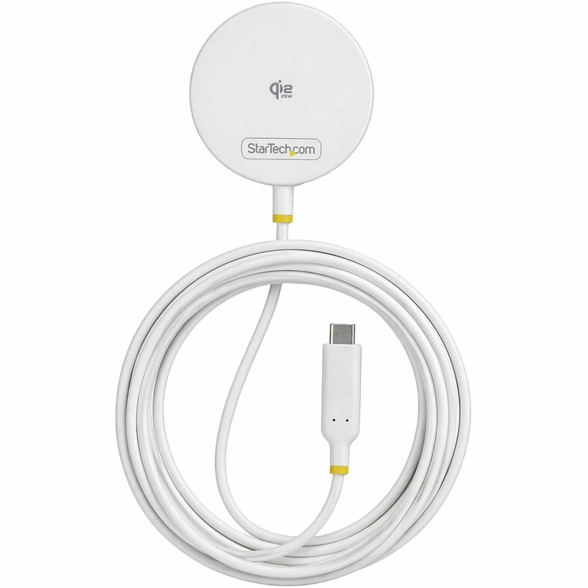 StarTech Qi2.2 25W Magnetic Wireless Charging Pad, 6.6ft/2m USB-C Tethered Cable, MagSafe Compatible, iPhone 17/16 Pro/Pro Max, White - 1PW-WIRELESS-CHARGER