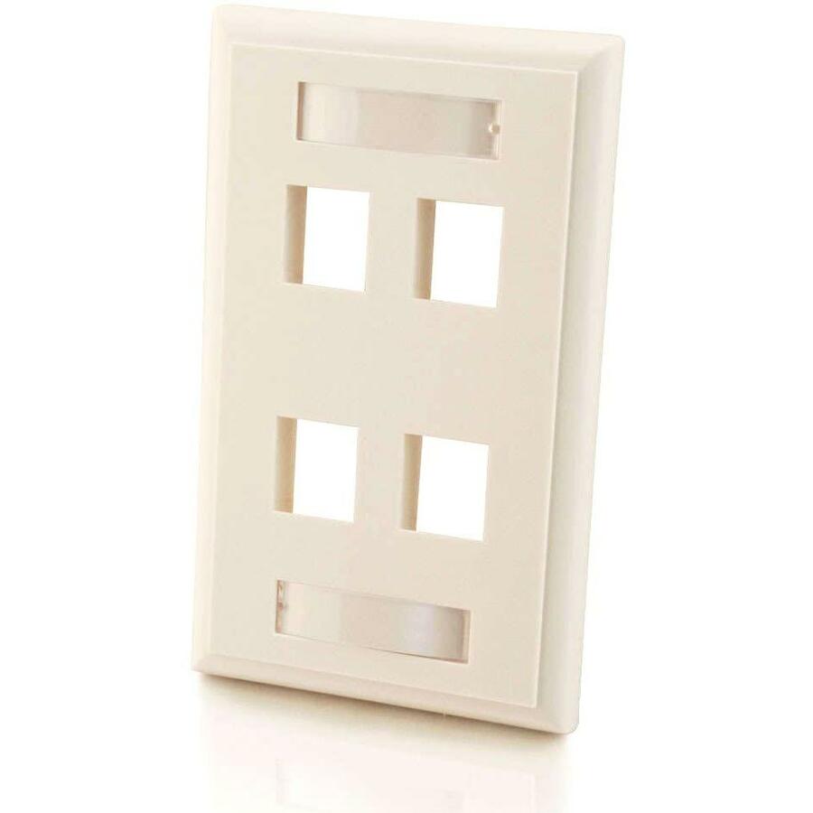 C2G 4-Port Single Gang Multimedia Keystone Wall Plate - White - 03413