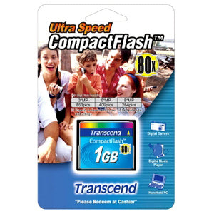 Transcend 1GB CompactFlash Card - 80x - TS1GCF80