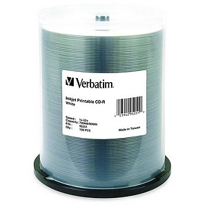 Verbatim CD-R 700MB 52X White Inkjet Printable - 100pk Spindle - 95251