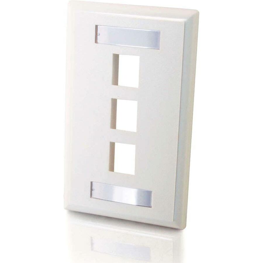 C2G 3-Port Single Gang Multimedia Keystone Wall Plate - White - 03412