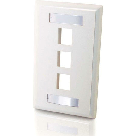 C2G 3-Port Single Gang Multimedia Keystone Wall Plate - White - 03412