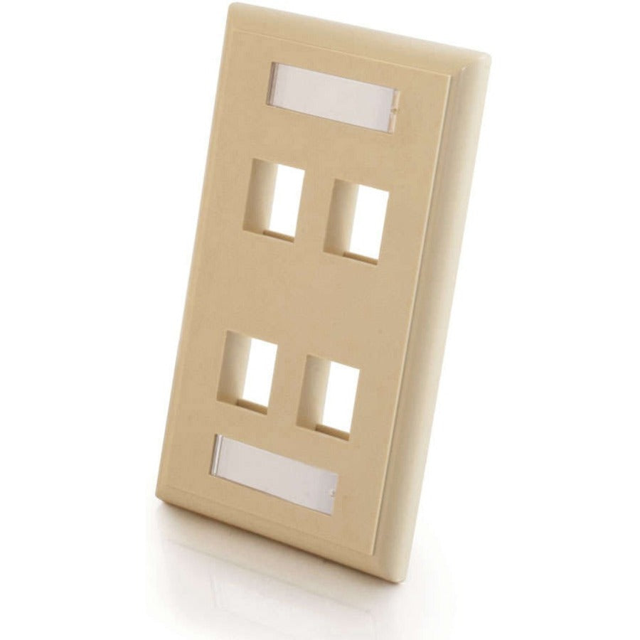 C2G 4-Port Single Gang Multimedia Keystone Wall Plate - Ivory - 03713
