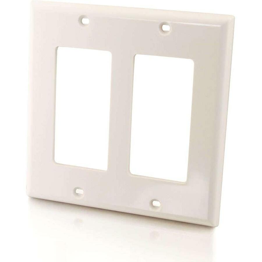 C2G Two Decorative Style Cutout Double Gang Wall Plate - White - 03728