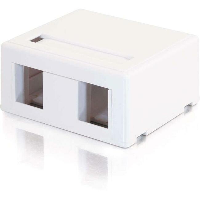 C2G 2-Port Keystone Jack Surface Mount Box - White - 03833