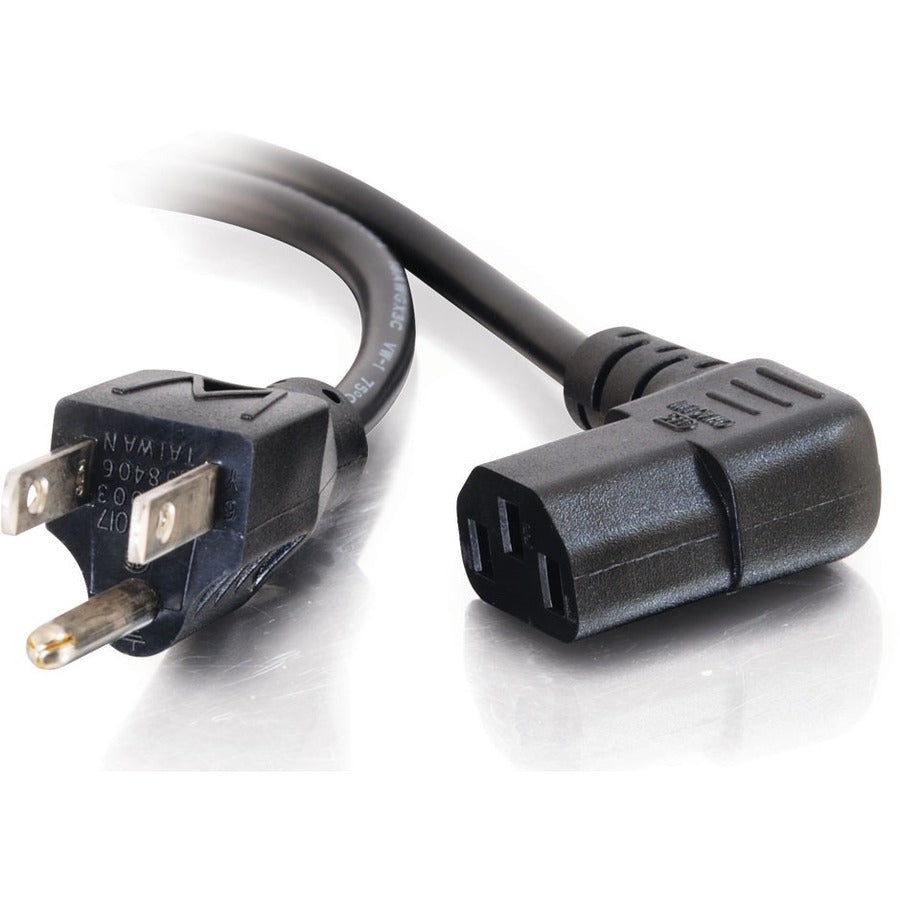 C2G 10ft Universal Right Angle Power Cord - 18AWG - NEMA 5-15P to IEC320C13R - TAA Compliant - 27909
