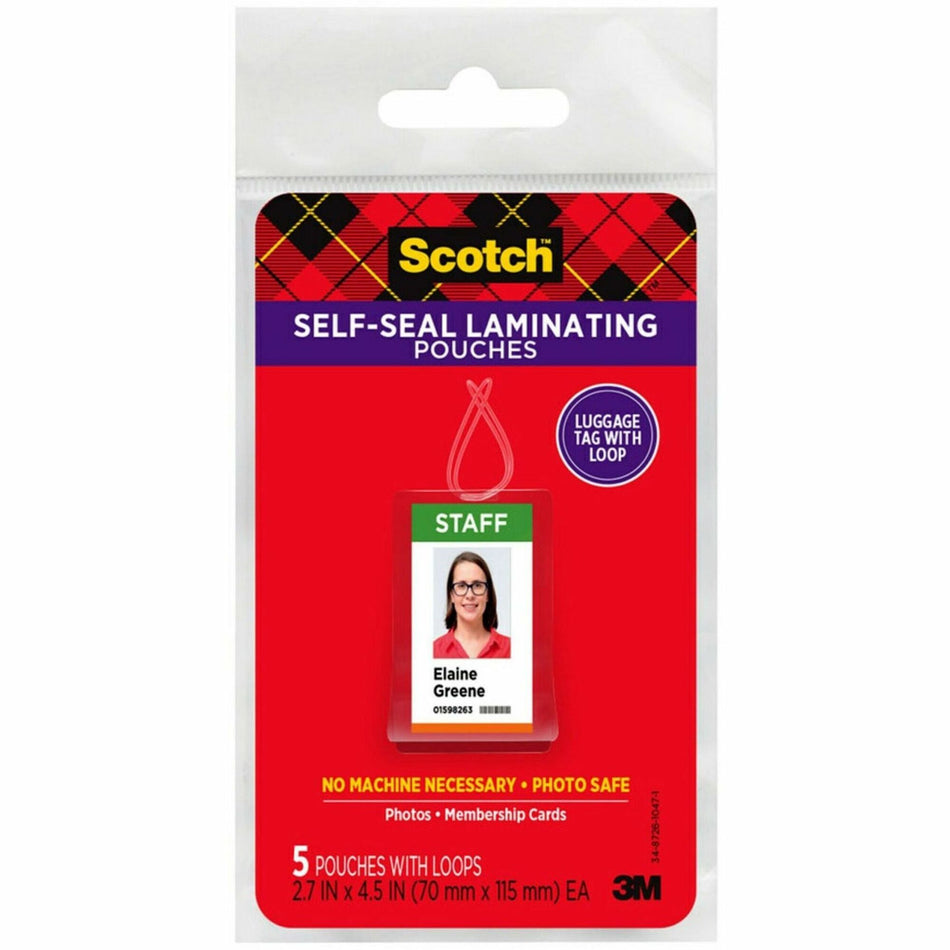 Scotch Self-Sealing Laminating Glossy Tag Pouches - LS853-5G