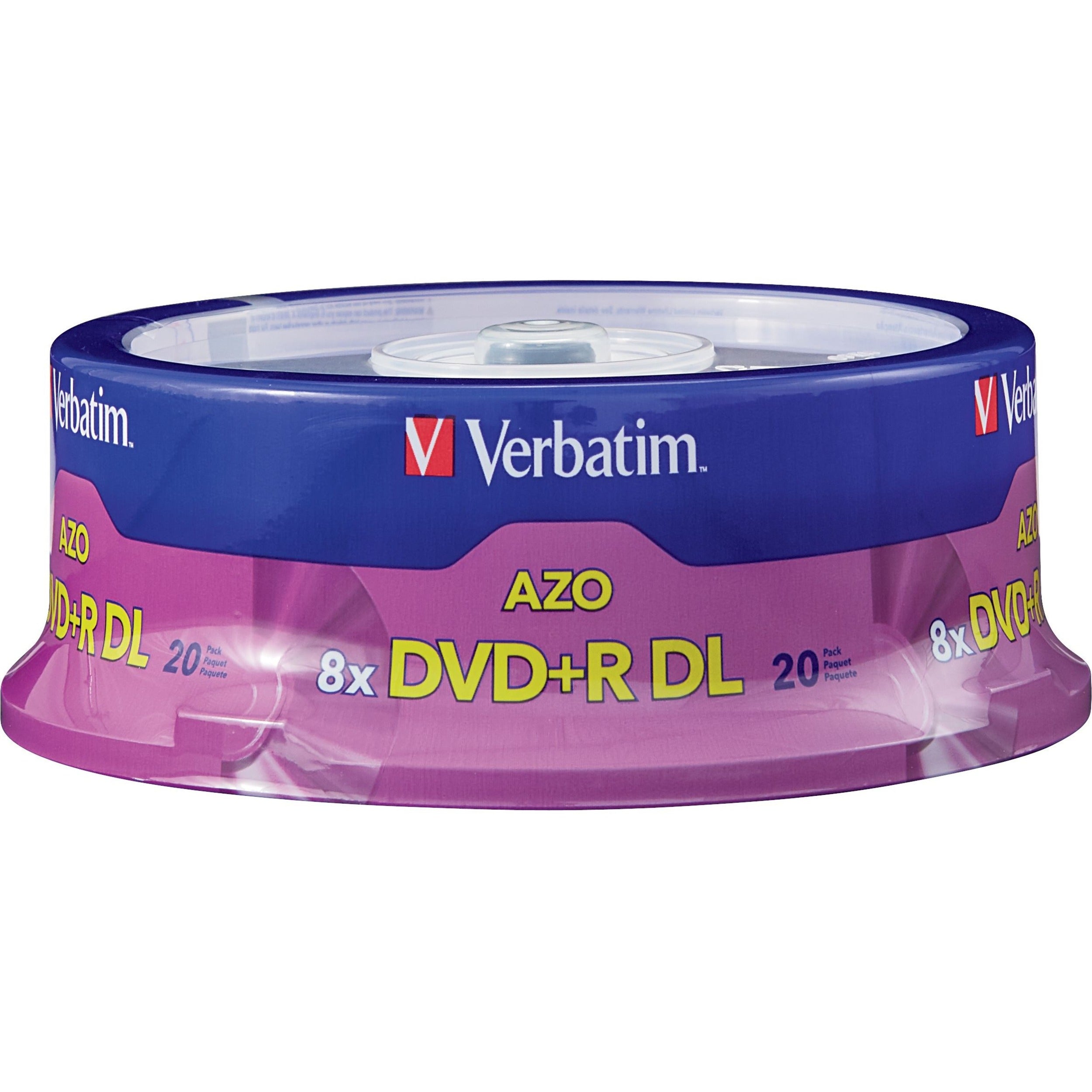 Verbatim DVD+R DL 8.5GB 8X with Branded Surface - 20pk Spindle - 95310